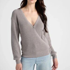 ✨ Gentle Fawn “Camille Pullover” Faux Wrap Sweater – XL, Soft Gray, Cozy Chic ✨